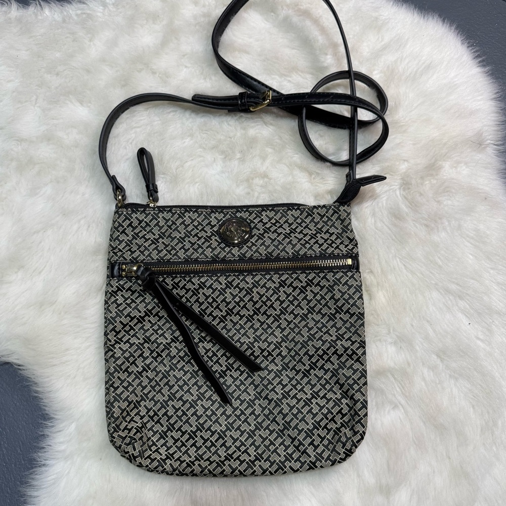 Tommy Hilfiger Black Logo Print Crossbody Bag